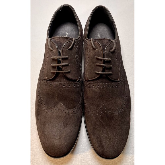 John Varvatos Luxe Shoes Mens Size 11.5 Brown Suede Wingtip Oxford Dress USA - Picture 2 of 10